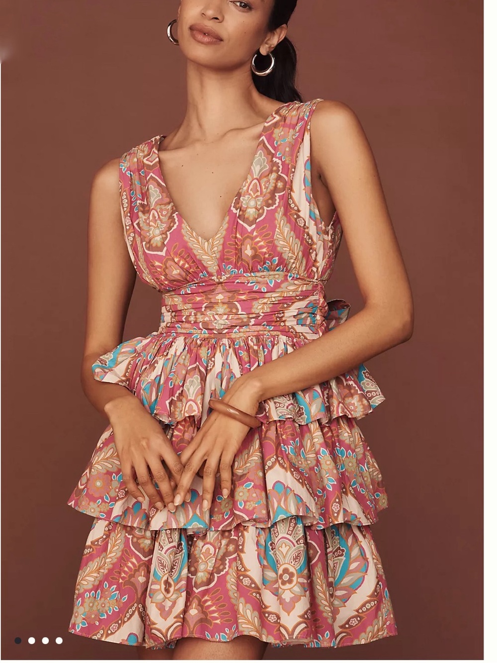 Love The Label Quinn Sleeveless V-
Neck Tiered Ruffle Mini Dress NEW